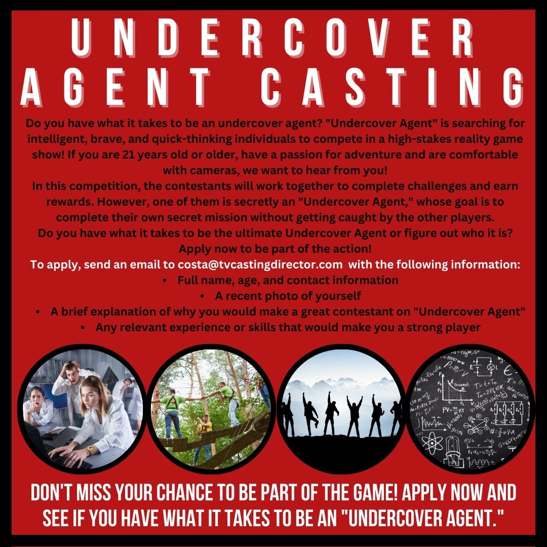 🕵️‍♂️✨ NOW CASTING: Do You Have What It Takes to Be an Undercover Agent? ✨🕵️‍♀️